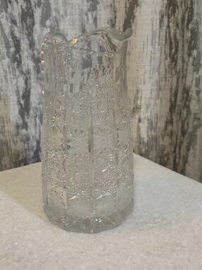 Vintage Bohemia Crystal Pitcher - Hand Cut Pinwheel Pattern - Prague 1990s